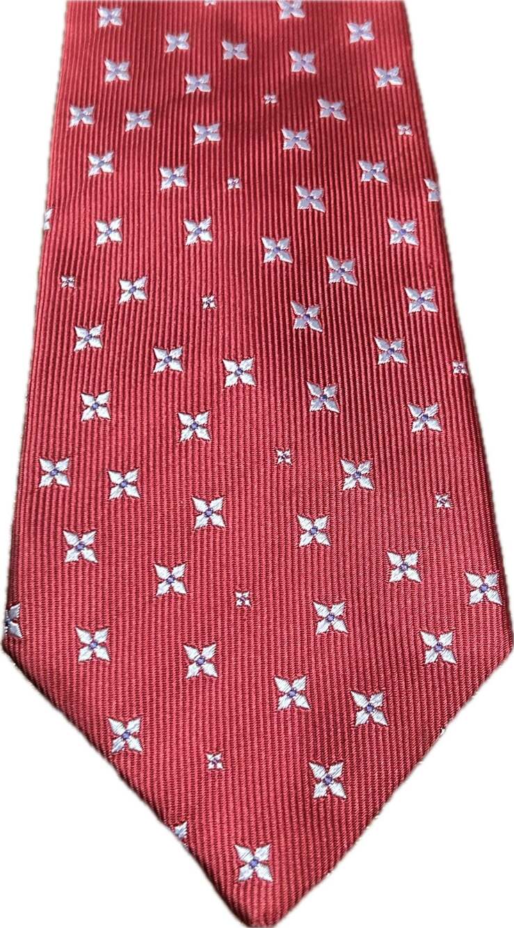 PINK Thomas Pink Men's Red Silk Tie w Blue Floral Motif luxury English country - Picture 2 of 10